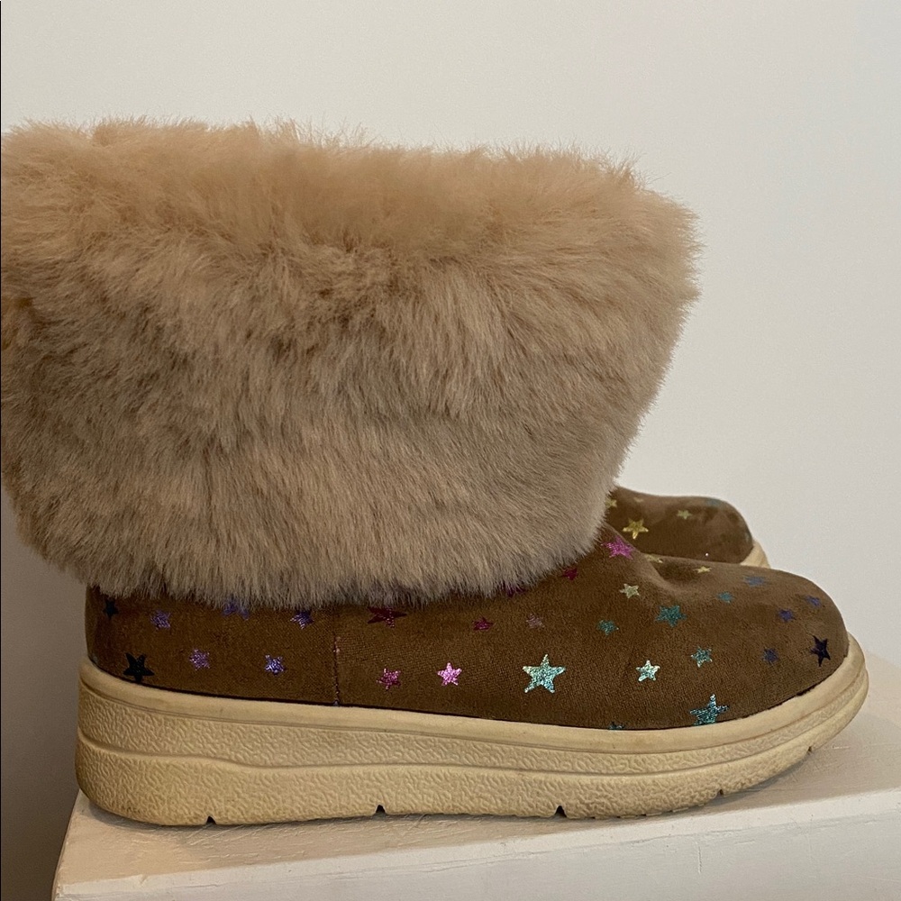 Cat & Jack Tan Starry Fur Boots